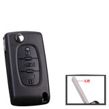 卡迪通雪铁龙凯旋世嘉钥匙壳标致折叠遥控标志钥匙外壳 标致、三键(无槽)+钥匙扣