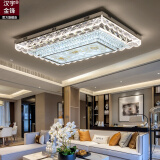 汉宇金锋客厅灯水晶灯长方形LED简约现代家用奢华大厅灯水晶灯吸顶灯 富贵牡丹款100*75*18CM 无极调光