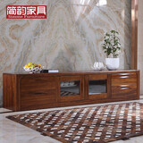 简韵（JianYun） 简韵全实木电视柜简约现代新中式客厅家具茶几组合影视乌金木地柜 乌金木电视柜(2.3米)