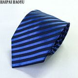 海派浩宇 商务领带8cm宽 提花涤纶丝斜纹 LD3-深蓝条纹(宽)