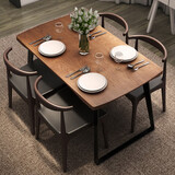 润亚（Runya）北欧简约实木餐桌椅组合客厅吃饭桌子家用小户型复古铁艺人长方形 单桌120*60*75桌面厚5CM