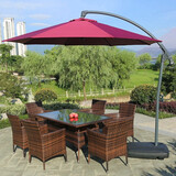 金榈园户外桌椅花园庭院藤编座椅遮阳伞组合室外阳台院子露天带伞休闲椅 藤长方桌+6全包椅+手推伞+伞座