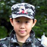 儿童帽子男童女童迷彩帽鸭舌帽子四季春秋款小孩五角星帽子学生夏令营军训演出平顶帽子军帽遮阳帽户外休闲帽 老鹰帽子 均码(约52-56CM头围)