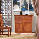 皇印 红木家具非洲花梨（学名刺猬紫檀）实木鞋柜储物柜玄关柜新中式多功能柜子2327 2327雕花四抽多功能柜  86CM