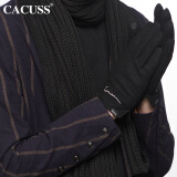 CACUSS男士手套秋冬保暖羊毛手套男可触屏耐磨骑行防风五指手套S0087 黑色