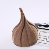 拉米奇骐儿童帽子中1-3童韩版女童春秋冬男童西瓜帽宝宝针织毛线保暖帽子 咖色尖尖帽 均码 适合6个月-4岁