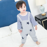标点熊超萌婴儿连体衣男女宝宝长袖哈衣新生儿童外出爬服纯棉睡衣春秋季 条纹星灰 90码建议身高80-90cm
