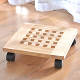 隆上隆 实木阳台花架花盆托架万向轮移动托盘室内外盆景架 LS-063方形碳烤色 30*30