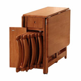 丝美家实木可折叠餐桌子伸缩功能家用饭台桌组合省空间小户型收纳餐桌 樱桃色 1.3m 一桌六椅