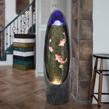 水渡烟云喷泉流水客厅创意摆件现代中欧式落地开业风车水轮简约加湿器礼品 8015银黑（32*32*106）