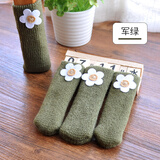 欣伊（xinyi）双层针织桌椅脚套防滑防噪音茶几家具凳子椅子保护套防滑套保护垫 军绿色(16支装)