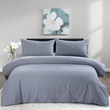 黄河口老粗布四件套纯棉全棉加厚纯色条纹方格被套床单四件套 家纺床上四件套 藏蓝色 1.8/2.0米床四件套/被套2.0*2.3