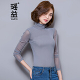 瑶益高领打底衫女2025秋冬装加绒弹力网纱长袖修身上衣百搭通勤小衫 【灰色高领】 M