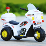 儿童电动摩托车三轮车1-2-3岁小孩灯光音乐警车宝宝充电玩具童车玩具车可坐人骑儿童电动车小孩童车 白色（高配4小时）