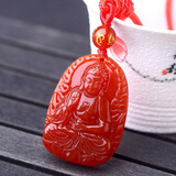 慈灵阁 红玛瑙十二生肖守护神吊坠本命佛 水晶饰品女款男情侣护身符 狗猪-阿弥陀佛