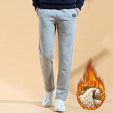 虎迹 运动裤加绒加厚羊羔绒运动裤男冬季跑步锻炼保暖运动长裤 灰色（01直口款） 2XL