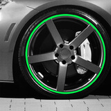 铭仕 反光汽车轮圈贴纸 轮毂贴膜装饰改装 车轮轮胎圈贴 摩托车贴纸 k5k2K3君威索纳塔 荧光绿 18寸 一套