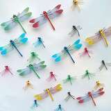 喜艾林 3d立体墙贴画仿真蝴蝶蜻蜓 磁性冰箱贴防水家居装饰家居装饰蜻蜓 磁铁8cm黄色10只价格