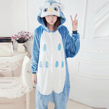 梦舒纷卡通动物连体恐龙睡衣女秋天学生情侣加厚冬季可爱男成人珊瑚绒 猫头鹰 L号 身高169-178