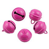 聚创麒 猫咪彩色铃铛狗狗电镀铃铛项圈饰品红绳结圆铁铃铛 一字开口铃铛 玫红铃铛(1个装) 直径:22mm