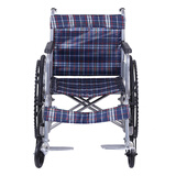 亿佰康 轮椅折叠老人轻便可折叠带坐便全躺轮椅老人老年人便携残疾人轮椅车代步手推车 轮椅红格帆布【不带坐便功能款】