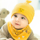 李晨曦（Lichenxi） 婴儿帽子0-12个月春秋季新生儿套头帽宝宝帽子男女童纯棉胎帽 机器人二件套黄色 均码(0-10个月的宝宝头围38-44CM