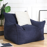 懒悠悠原创 懒人沙发豆袋 单人布艺休闲北欧式创意简约沙发椅多功能小户型沙发座椅 藏青色 亚麻布 豪华款+脚凳