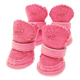 宠物圈狗狗鞋子羊羔绒雪地靴泰迪狗秋冬宠物比熊犬宠物鞋宠物用品狗靴子 粉色 4号（5.7x4.6cm）适合8-12斤