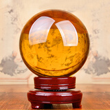 泰山吉运阁（TAISHANJIYUNGE） 水晶球摆件乔迁新居客厅玄关办公室装饰工艺品女生礼物 黄色特大号-直径15cm