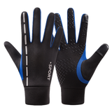 欧鹿雅顿手套男秋冬韩版保暖加绒加厚防风骑车触屏开车防滑防水男士手套 黑+蓝 均码弹力大