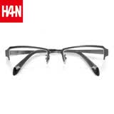 汉（Han Dynasty）近视眼镜框架男款 商务半框钛架防蓝光护目镜4830 枪色大号 镜框+万新1.56防蓝光镜片