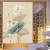 六月大白 门帘布艺中国风棉麻挂帘隔断帘帘中式布帘子卧室半窗帘 中式2 宽90X140高半开