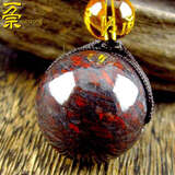 万宗广西桂林鸡血石单珠吊坠男女霸气大珠单颗项链玉石鸡血玉散珠配珠多种规格选择 18mm