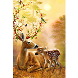 1000片成年人木质拼图多规格高难度儿童益智力木制玩具动物客厅玄关装饰画麋鹿大象狗狗猫咪 鹿之爱（配图纸） 2000片分区带字母