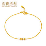 百泰首饰（BATAR JEWELLERY）生日礼物黄金脚链女足金转运珠圆珠链子5G小光珠金脚链 光珠脚链，链长约21.5+2厘米 1.94g