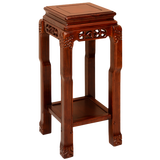 衡工 花架实木客厅盆景架室内花架子落地花几榆木仿古鱼缸架花台整装 30长*30宽*80高栗子红色