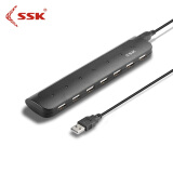 飚王（SSK）SHU033 七口USB分线器 多功能扩展集线器HUB 黑色