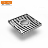 城堡家具五金域堡304不锈钢网条防臭地漏长条形淋浴房卫生间长排水地漏200 100长洗衣机地漏/配50铜排水