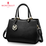 梦特娇（MONTAGUT）包包女包牛皮单肩包手提包时尚百搭大容量斜挎包妈妈包母亲节礼物 R2412109223大款黑色