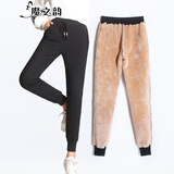 魔之韵女裤休闲裤女士保暖棉裤子女宽松加厚运动裤秋冬哈伦裤女羊羔801 加绒 黑色(加厚) XL