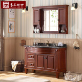 京品传世美式橡木浴室柜组合实木洗手洗脸盆柜落地卫生间洗漱台盆柜卫浴柜 仿古棕色 100CM橡木+标配台面