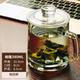 翼柏嘉 加厚耐热玻璃茶杯 办公室透明泡茶玻璃杯带盖高硼硅水杯子 格隆款热饮杯(380ML)