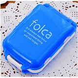 炫依酷可折叠随身三段药盒8格 迷你收纳盒便携一周小药盒首饰盒分药盒 蓝色