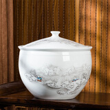 瓷小奴家用陶瓷米缸米桶带盖储物罐箱酒腌菜肉油缸密封防潮虫 雪景12斤