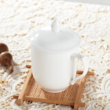 天泽（TIAN ZE） 陶瓷杯子纯白陶瓷马克杯水杯带盖广口杯酒店办公室家居白瓷茶杯 新一代白瓷杯