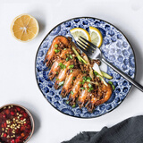 美浓烧 日本进口陶瓷盘子创意餐具日式菜盘碟子家用饺子寿司深盘水果盘 京华 21.0CM*5.0CM 8英寸