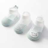 幼稚龙婴儿袜子夏季新生儿袜子男女宝宝袜子超薄透气玻璃丝卡通网眼袜 清新的鹅卵绿【3双】 xS码【建议0-6个月】