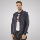 Luxury Lane旗下BGSD夹克男秋季新款立领皮夹克外套 深蓝色 L(175-92A)
