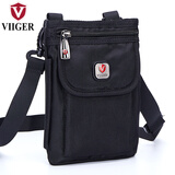 帷格（VIIGER）运动户外轻薄款单肩包 多功能7英寸小包 穿皮带手机腰包竖款斜挎 黑色