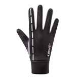 欧鹿雅顿手套男秋冬韩版保暖加绒加厚防风骑车触屏开车防滑防水男士手套 黑灰 均码弹力大